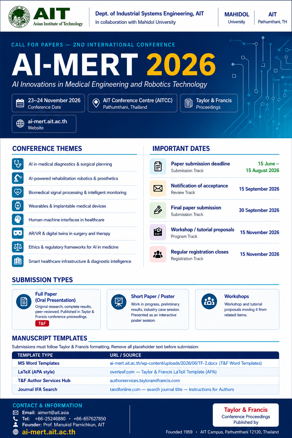 AI-MERT 2026 Official Conference Call for Papers Flyer